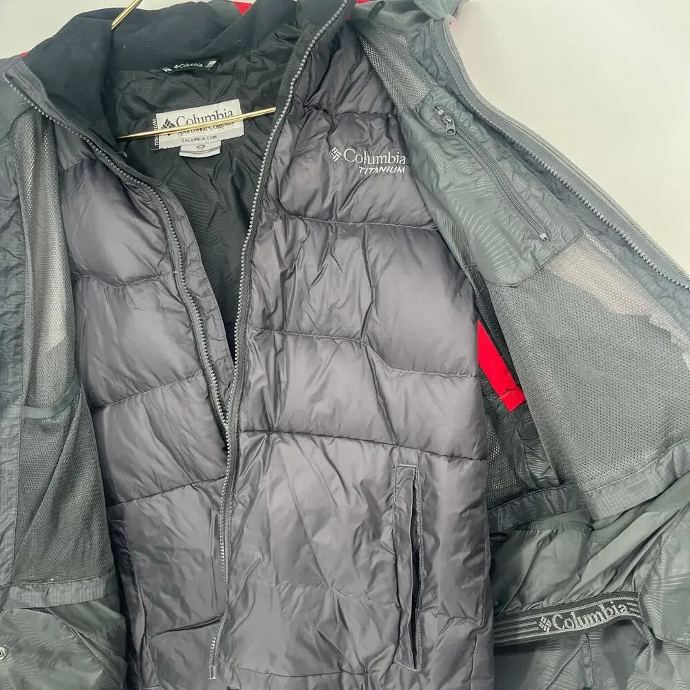 Columbia Titanium Omni-Heat 3-in-1 Ski Jacket Red Black Mens Medium M